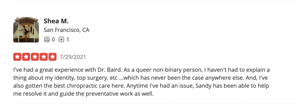 lgbtq chiropractor queer trans review 1